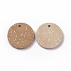 Wood Jewelry Findings Flat Round Coconut Pendants COCO-E001-10B-01-2