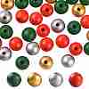 160Pcs 4 Colors Christmas Painted Natural Wood Round Beads WOOD-LS0001-01N-1