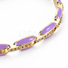 Brass Micro Pave Cubic Zirconia Link Chain Bracelet for Women BJEW-T020-05G-06-2