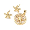 Brass Micro Pave Cubic Zirconia Pendant & Stud Earrings Sets for Women SJEW-F227-01J-G-2