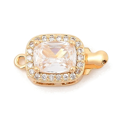 Brass Micro Pave Cubic Zirconia Box Clasps KK-C080-13G-01-1
