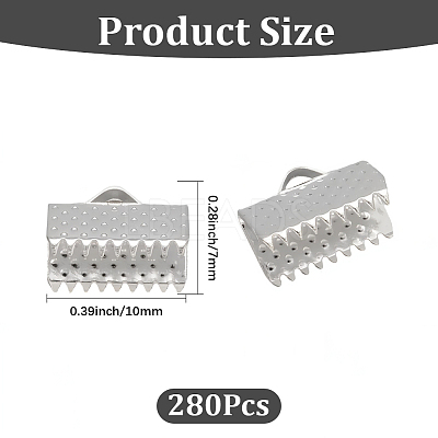 280Pcs Iron Ribbon Crimp Ends IFIN-CP0002-97G-1