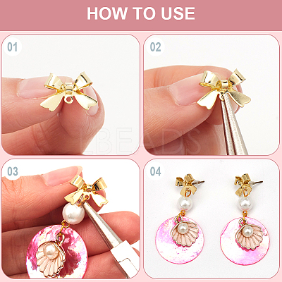 40Pcs Bowknot Alloy Stud Earring Findings FIND-SP0001-16G-1