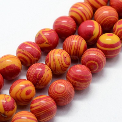 Synthetic Malachite Beads Strands G-I199-32-6mm-A-1