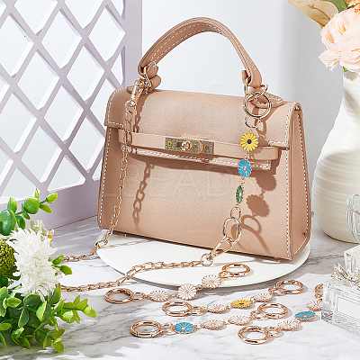 5Pcs 5 Colors Sunflower Alloy Enamel Link Purse Strap Extenders FIND-WR0009-35-1