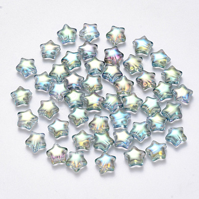 Transparent Spray Painted Glass Beads GLAA-R211-04-G01-1