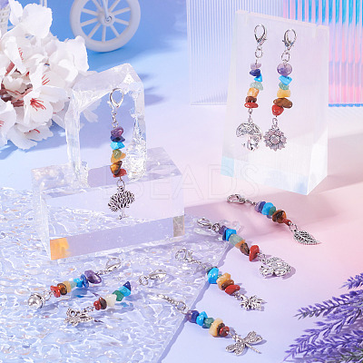 Chakra Gemstone Chip Pendant Decorations HJEW-TAC0028-1