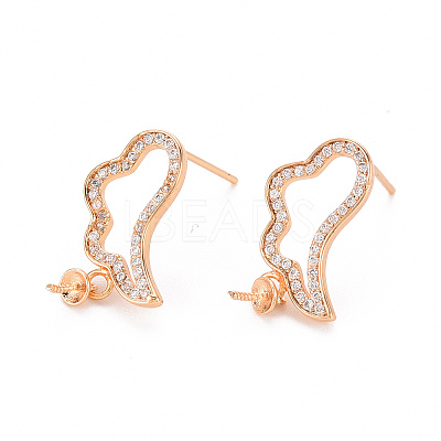 Brass Micro Pave Clear Cubic Zirconia Earring Findings KK-T062-234G-NF-1