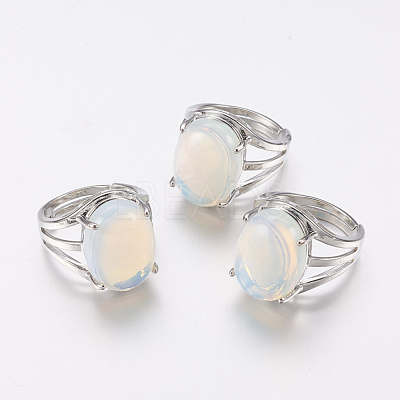 Opalite Wide Band Finger Rings RJEW-K224-A09-1