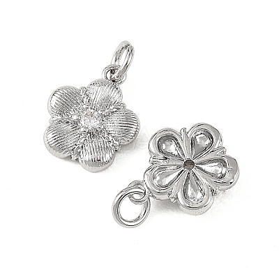 SHEGRACE Brass Micro Pave Clear Cubic Zirconia Charms XGRQ4N180-710P-1