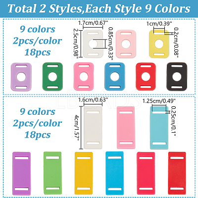 36Pcs 18 Style PVC Shoelace Buckles FIND-AR0004-64-1