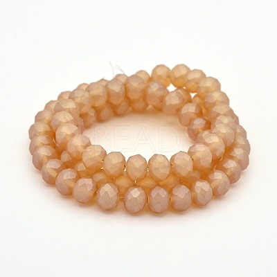 Full Rainbow Plated Faceted Rondelle Glass Beads Strands EGLA-J054-8x5mm-FR01-1