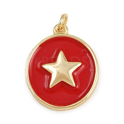 Brass Enamel Pendants KK-C114-23G-01-1