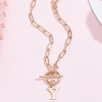304 Stainless Steel Letter Pendant Necklaces NJEW-LP0001-52Y-G-1