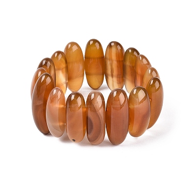 Oval Natural Agate Beaded Stretch Bracelets for Women Men G-Q601-23I-1