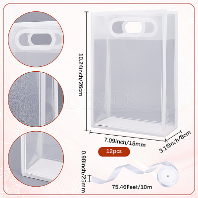 12Pcs Rectangle Plastic Gift Bags ABAG-SP0001-07E-1