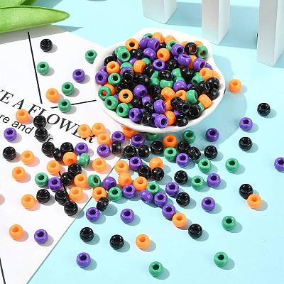 800Pcs 4 Colors Opaque Plastic Beads KY-FS0001-41-1