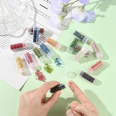 80G 16 Colors Cylinder Seed Beads SEED-YW0003-13-1