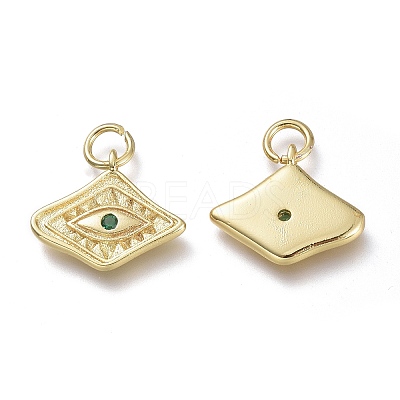 Brass Micro Pave Cubic Zirconia Pendants KK-P188-C01-G-1