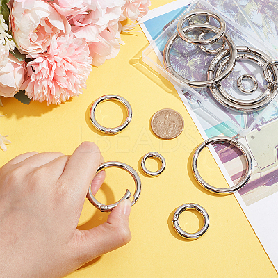 16Pcs 8 Styles Alloy Spring Gate Rings FIND-PH0007-80P-1
