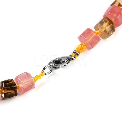 Tigerskin Glass Hexagon Prism Graduated Beaded Necklaces for Women Men NJEW-K388-03B-1