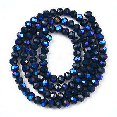 Electroplate Opaque Solid Color Glass Beads Strands EGLA-A044-P8mm-L16-1