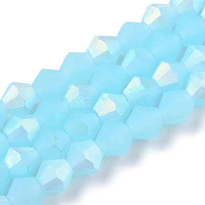 Imitation Jade Bicone Frosted Glass Bead Strands LS-EGLA-A039-J6mm-MB03-1