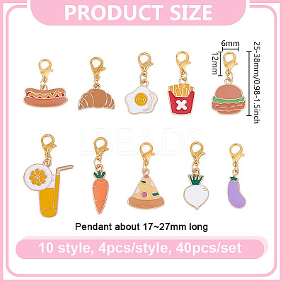 40Pcs 10 Style Alloy Enamel Pendant Decoration HJEW-HY00062-1