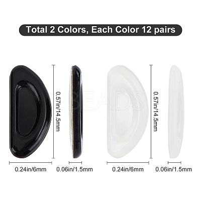 24 Pairs 2 Colors Silicone D-shaped Eyeglass Nose Pads KY-GF0001-20-1