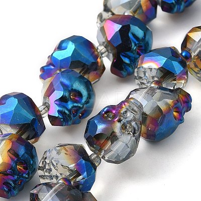 Transparent Electroplated Glass Beads Strands GLAA-G104-02D-1