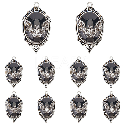 10Pcs Halloween Alloy Oval Pendants FIND-SC0011-18B-1