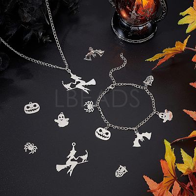 24Pcs 6 Style 201 and 304 Stainless Steel Pendants STAS-UN0034-07-1