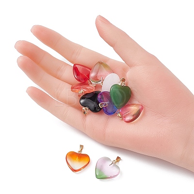 10Pcs 8 Style Spray Painted Glass Pendants GLAA-YW0003-23-1