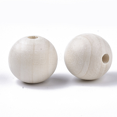 Natural Unfinished Wood Beads WOOD-S651-A25mm-LF-1