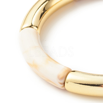 Acrylic Imitation Gemstone Curved Tube Beaded Chunky Stretch Bracelet for Women BJEW-JB07634-1