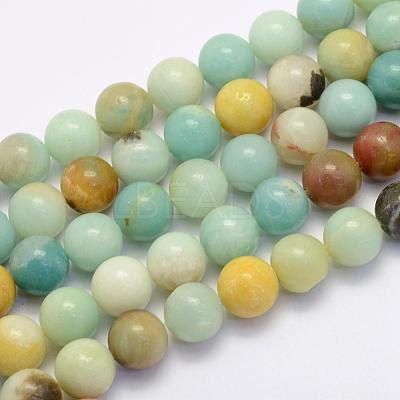 Natural Flower Amazonite Beads Strands G-G697-F06-8mm-1
