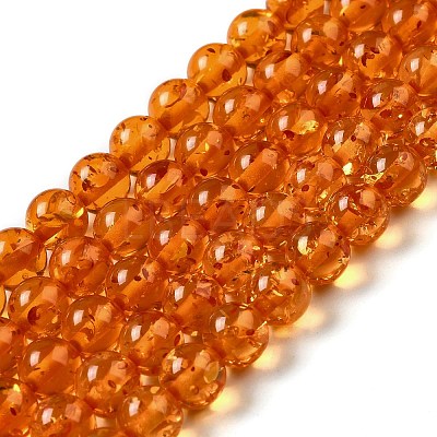 Resin Imitation Amber Beads Strands RESI-Z017-01B-1