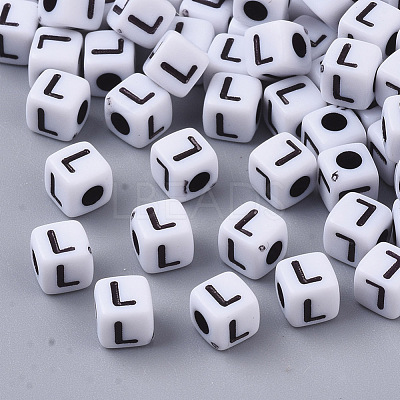 White Opaque Acrylic Beads MACR-R869-02L-1