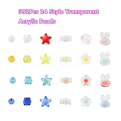 392Pcs 24 Style Transparent Acrylic Beads TACR-YW0001-27-1