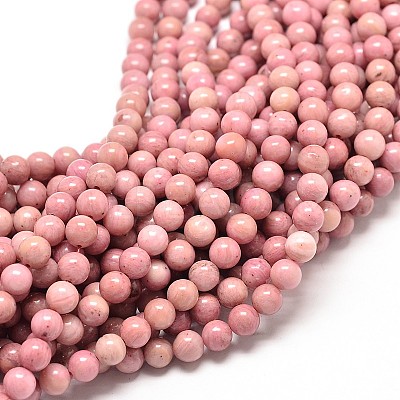 Natural Rhodonite Round Bead Strands X-G-P072-38-6mm-1