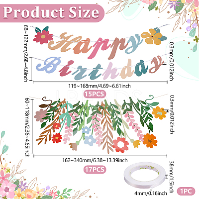 2 Bags 2 Styles Flower & Letter Paper Hanging Banner AJEW-UN0003-37-1