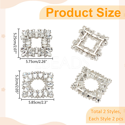 4Pcs 2 Style Alloy Crystal Rhinestone Shoe Decorations FIND-WR0011-29A-1