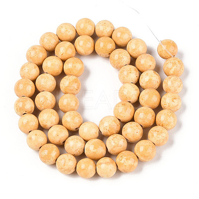 Dyed Synthetic Fossil Beads Strands G-T139-8mm-66B-1