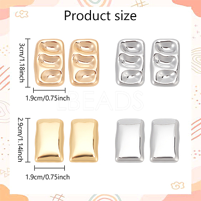 Real 14K Gold Plated 4 Pairs 4 Style Alloy Stud Earrings for Women EJEW-AN0004-24-1