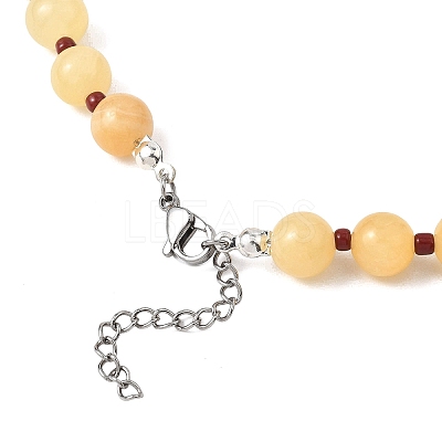 8.5MM Round Dyed Natural Malaysia Jade with Glass Seed Beaded Necklaces for Women NJEW-JN05646-02-1