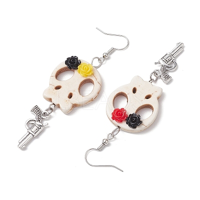 Halloween Theme Brass Dangle Earrings EJEW-JE06039-S-1
