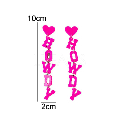 Word HOWDY Acrylic Dangle Stud Earrings FS-WGBB6AA-02-1