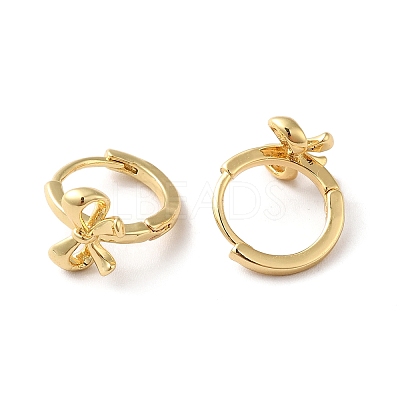 Brass Bowknot Hoop Earrings for Women LS-ZIRC-Q201-15G-1
