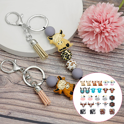 13 Styles Cattle Food Grade Eco-Friendly Silicone Focal Beads SIL-AN0001-04-1