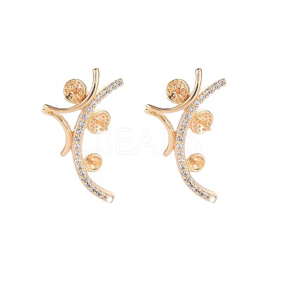 Brass Micro Pave Clear Cubic Zirconia Stud Earring Findings KK-S364-134-1